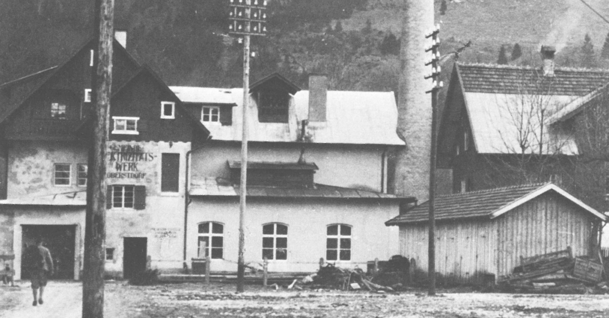 Historische Aufnahme des Elektrizitätswerk in Oberstdorf