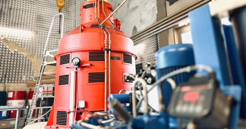 Turbine im Wasserkraftwerk Trettach in Oberstdorf